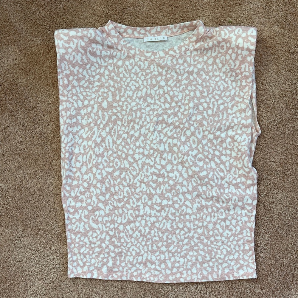 Light Pink Cheetah Shoulder Pad Top